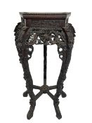 Early 20th century Chinese carved hardwood jardiniere stand