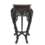 Early 20th century Chinese carved hardwood jardiniere stand