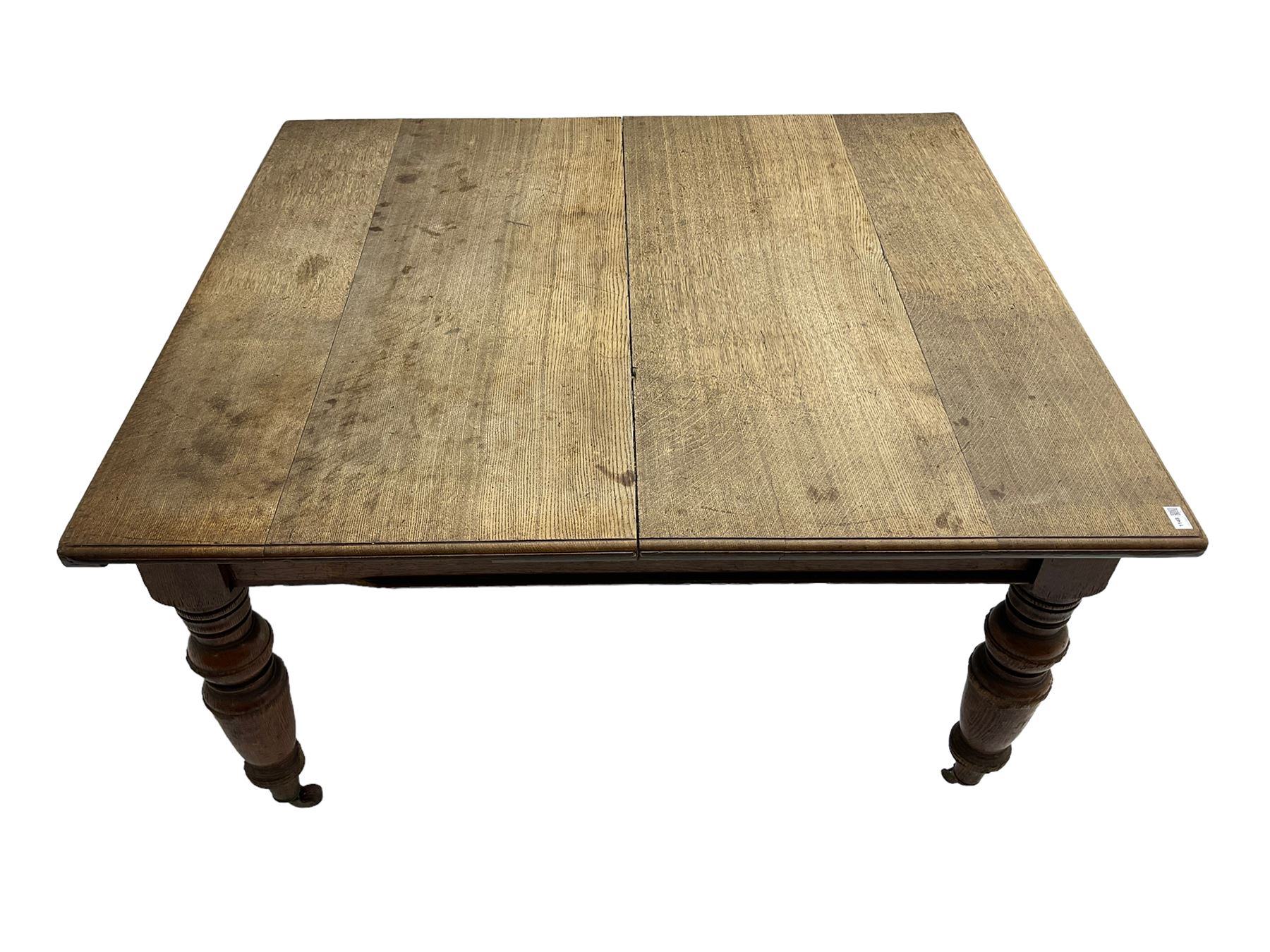 Late Victorian oak dining table - Image 2 of 5
