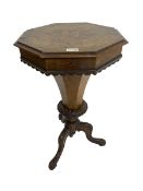 Victorian walnut hexagonal sewing table