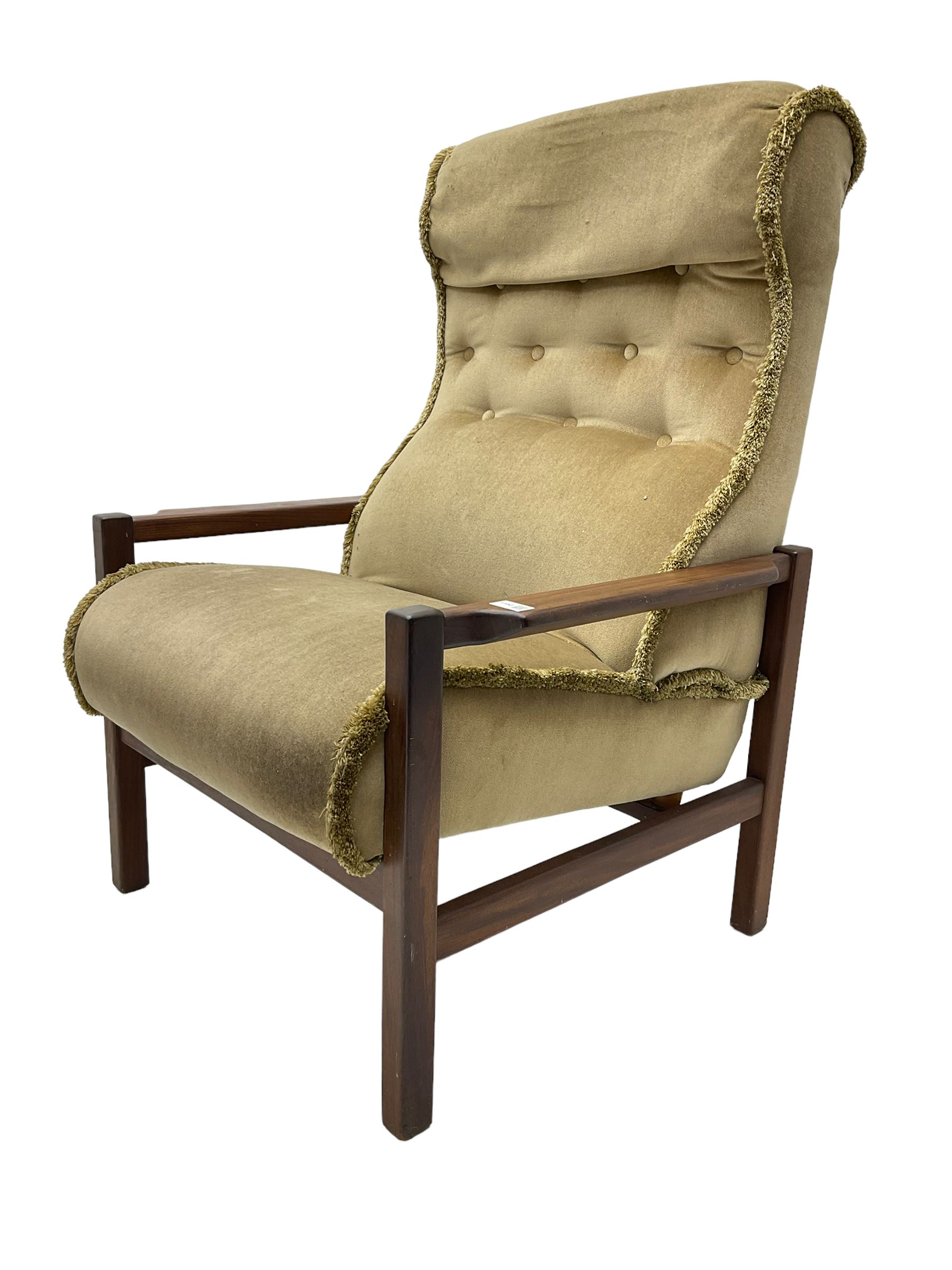 Mid-20th century teak framed upholstered armchair - Image 5 of 6