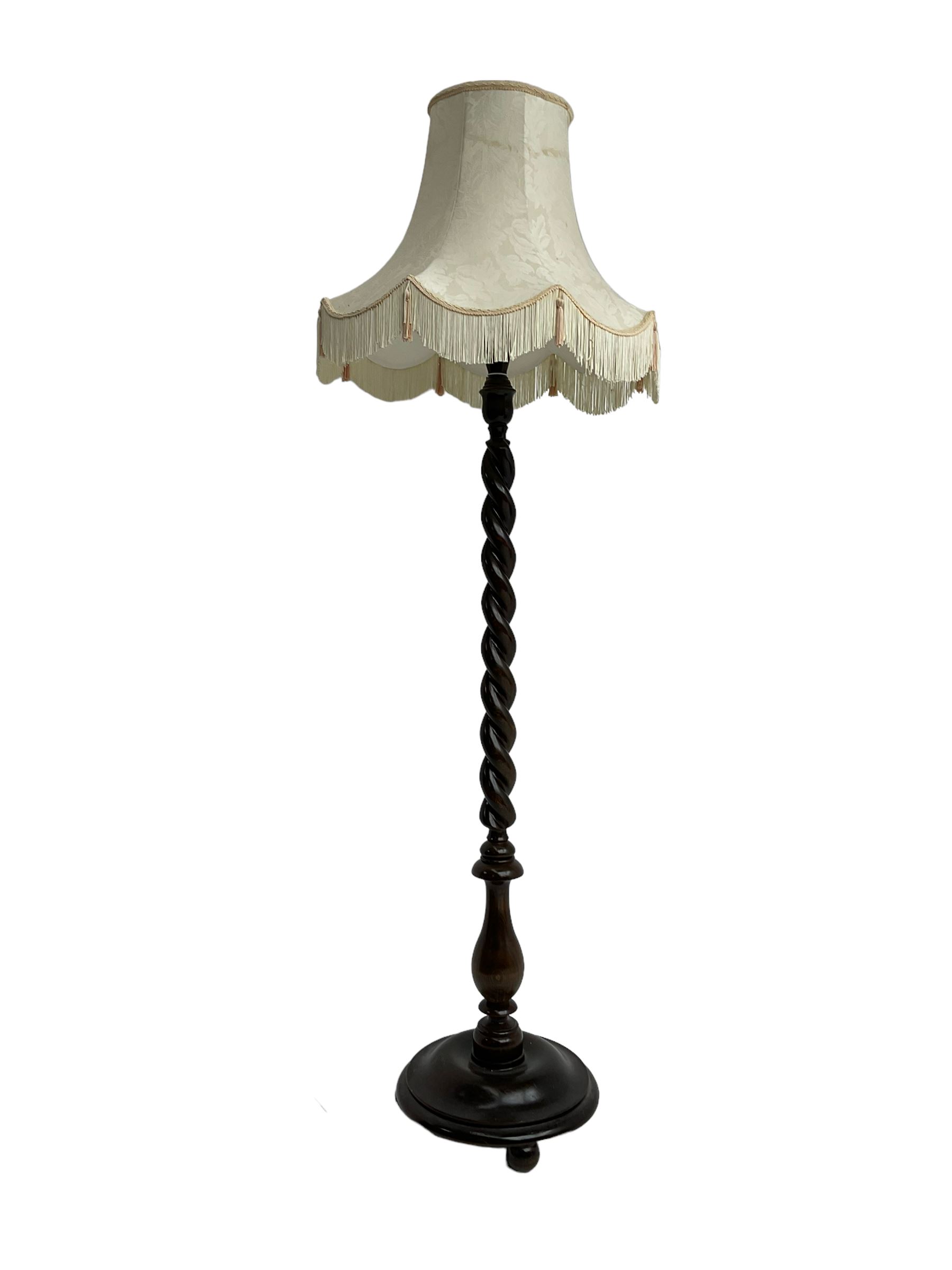 Mid-20th century oak barley twist standard lamp - Image 2 of 2