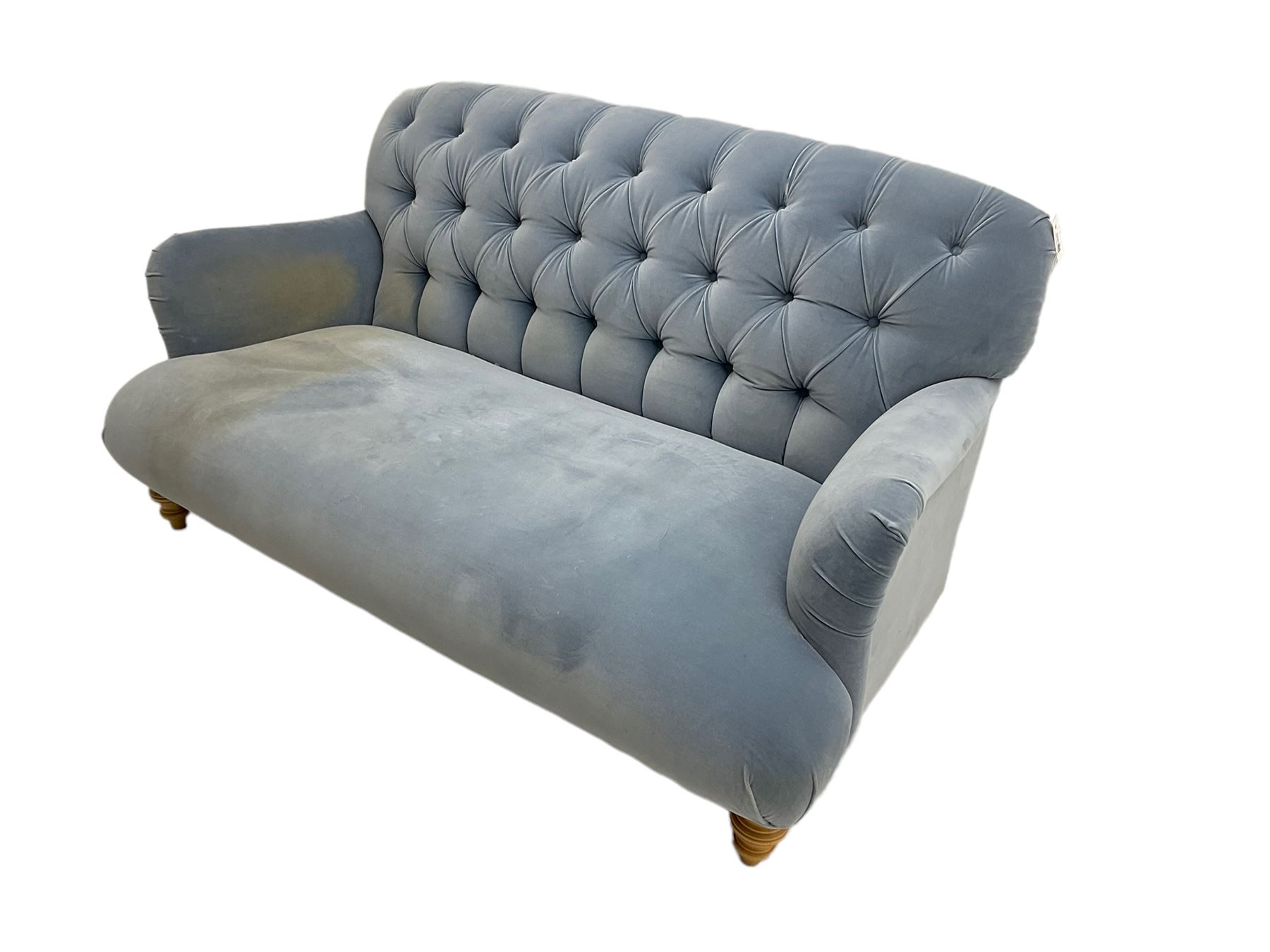 Tetrad - two seat sofa upholstered in baby blue buttoned fabric - Image 5 of 6