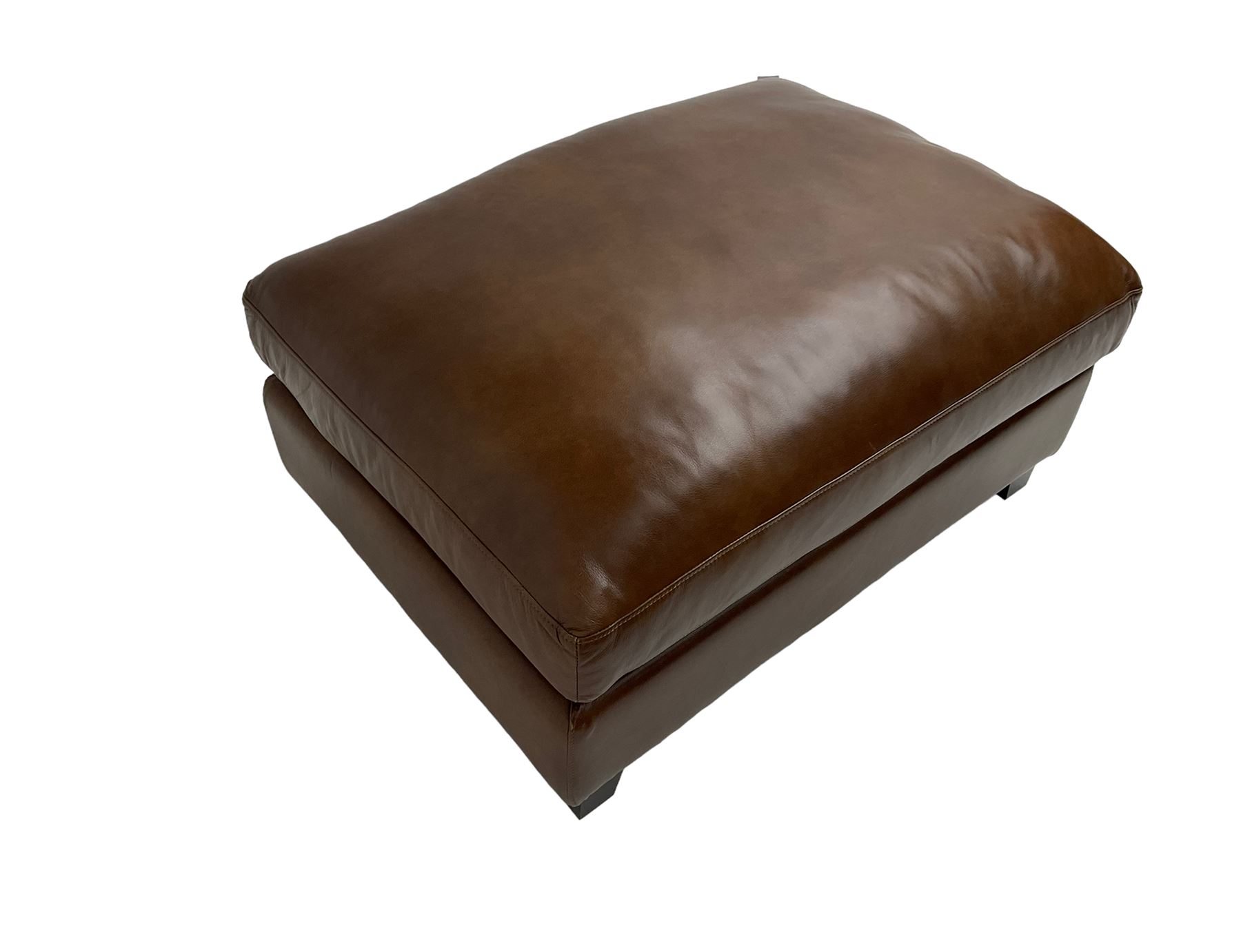 Laura Ashley Home -rectangular pouffe or footstool upholstered in brown leather - Image 3 of 4