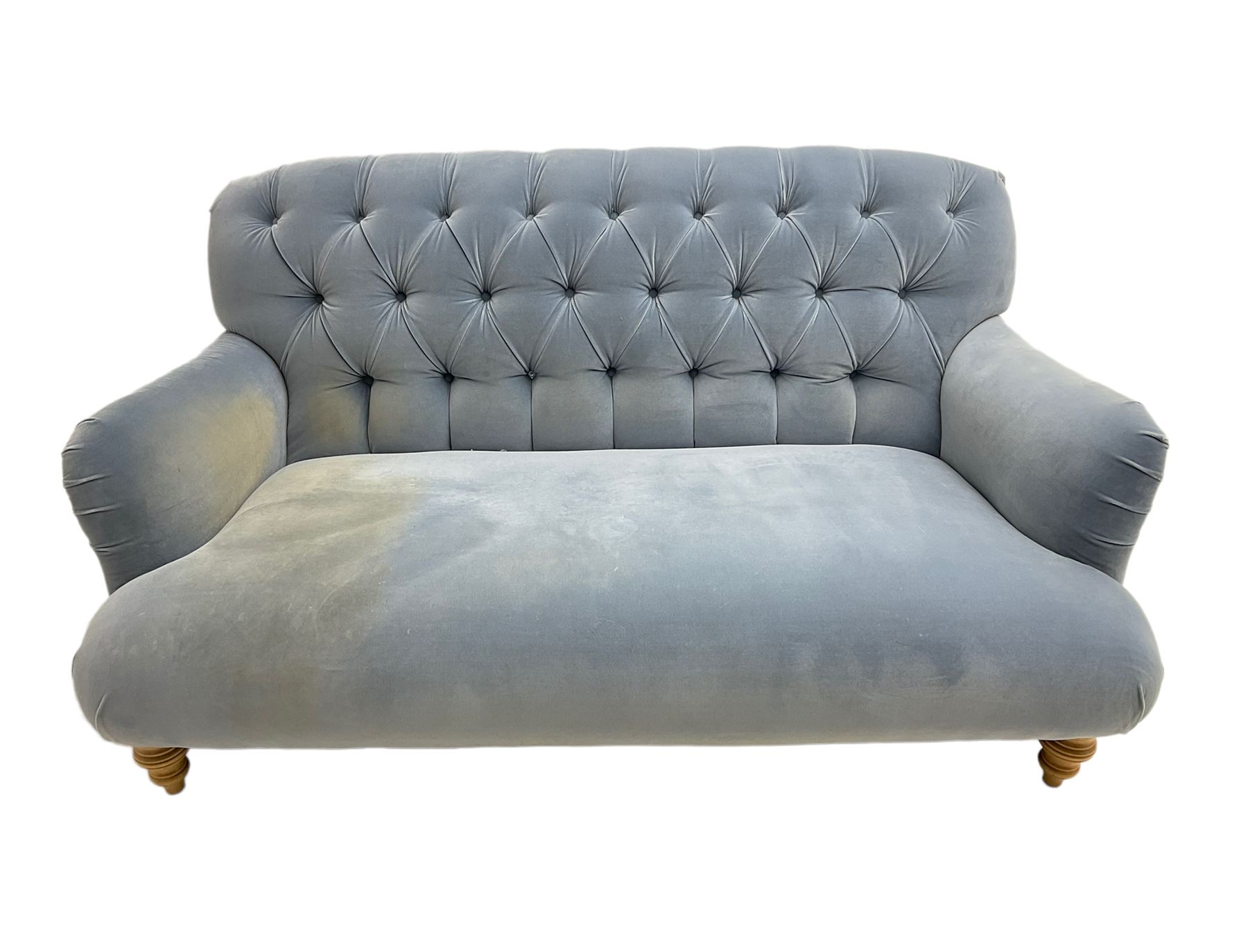 Tetrad - two seat sofa upholstered in baby blue buttoned fabric