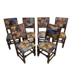 Set six oak high back dining chairs