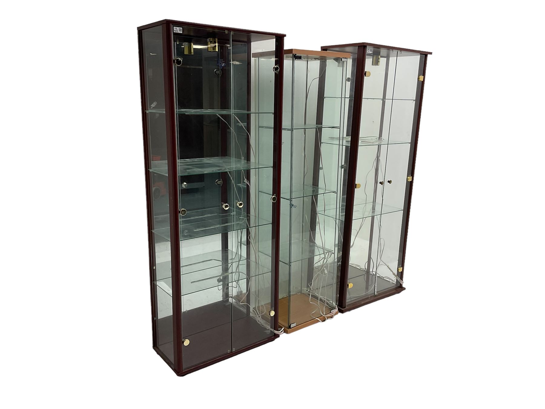 Two wood finish and glazed display cabinets (W65cm - Image 3 of 3