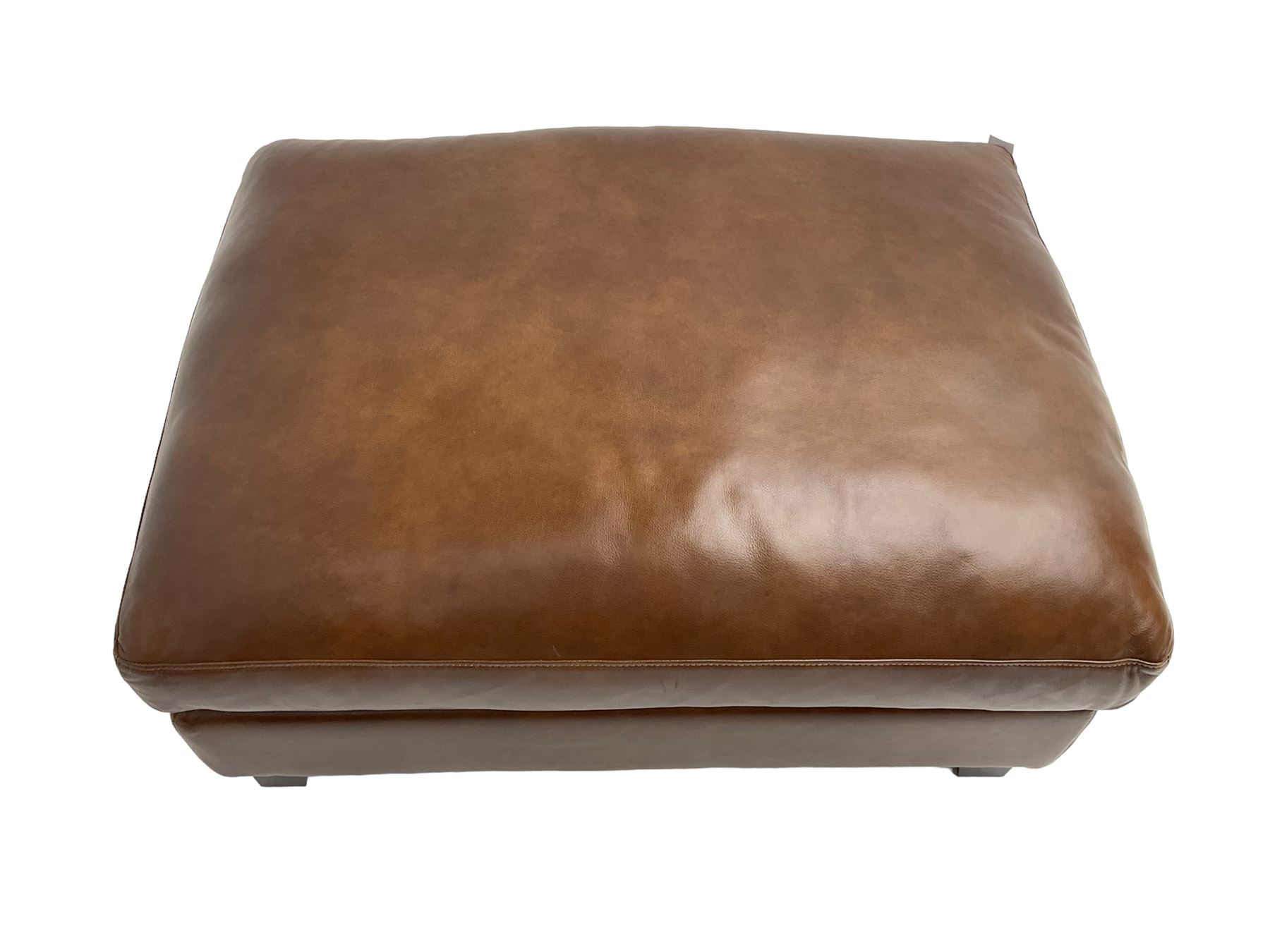 Laura Ashley Home -rectangular pouffe or footstool upholstered in brown leather - Image 2 of 4