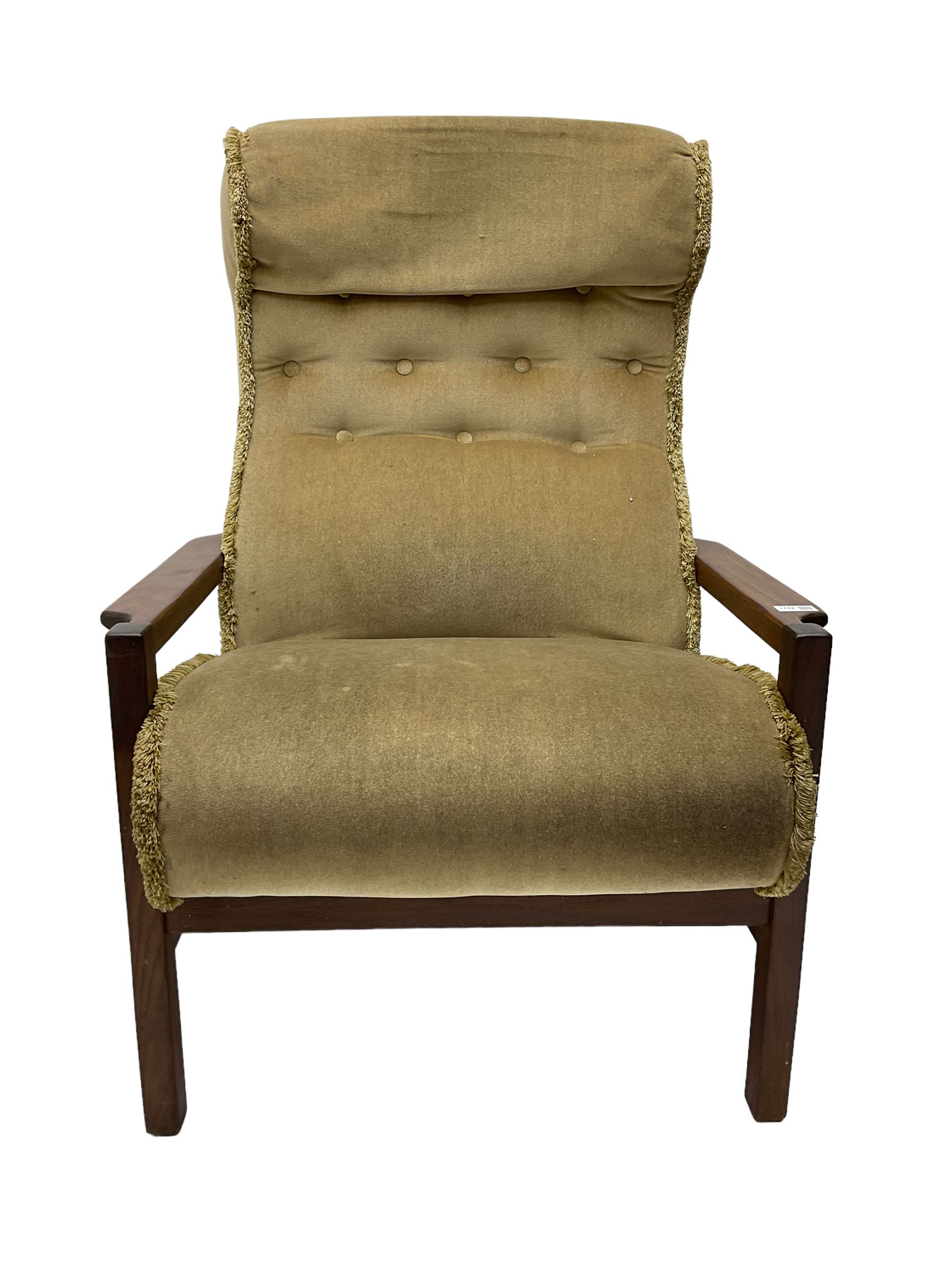 Mid-20th century teak framed upholstered armchair