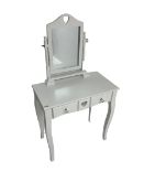 White finish dressing table with raised swing mirror