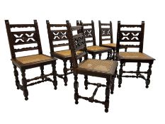 Set six early 20th century oak chairs