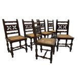 Set six early 20th century oak chairs