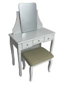 White finish dressing table with mirror and stool