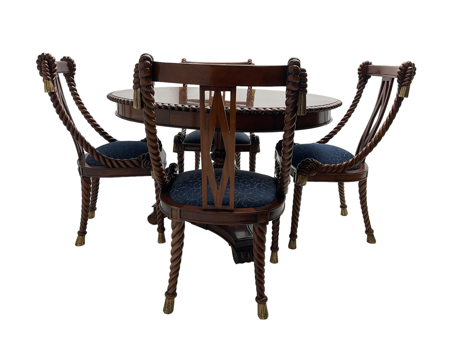 Regency style dining set - the table with circular tilt-top on turned and carved column - Image 2 of 6