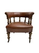 19th century oak tub shaped library chair