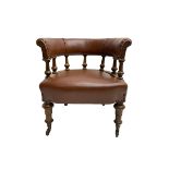 19th century oak tub shaped library chair