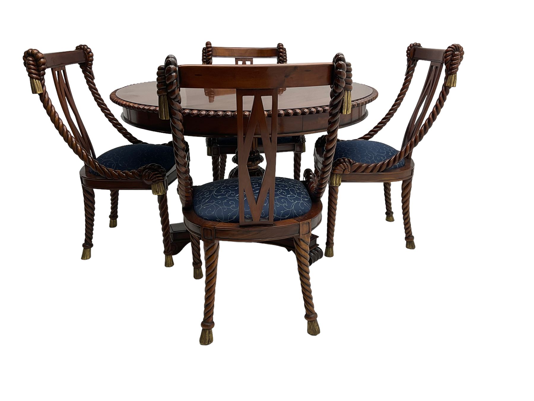 Regency style dining set - the table with circular tilt-top on turned and carved column - Image 3 of 6