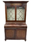 19th century mahogany piano top secretaire bookcase