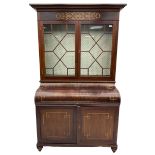 19th century mahogany piano top secretaire bookcase