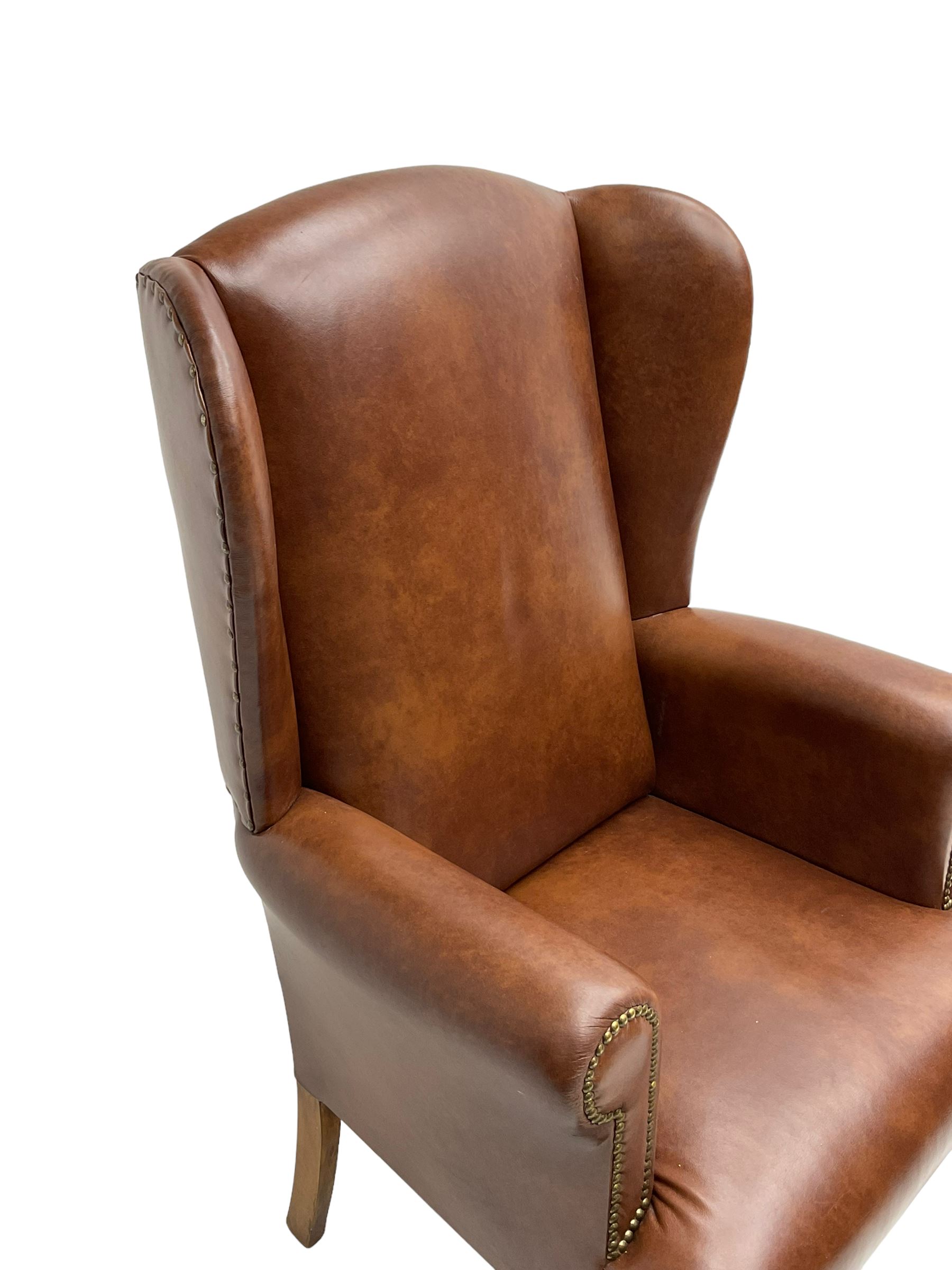 Beech framed wingback armchair - Image 5 of 5