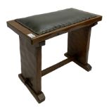 Yorkshire Oak - adzed oak plank stool with leather seat pad