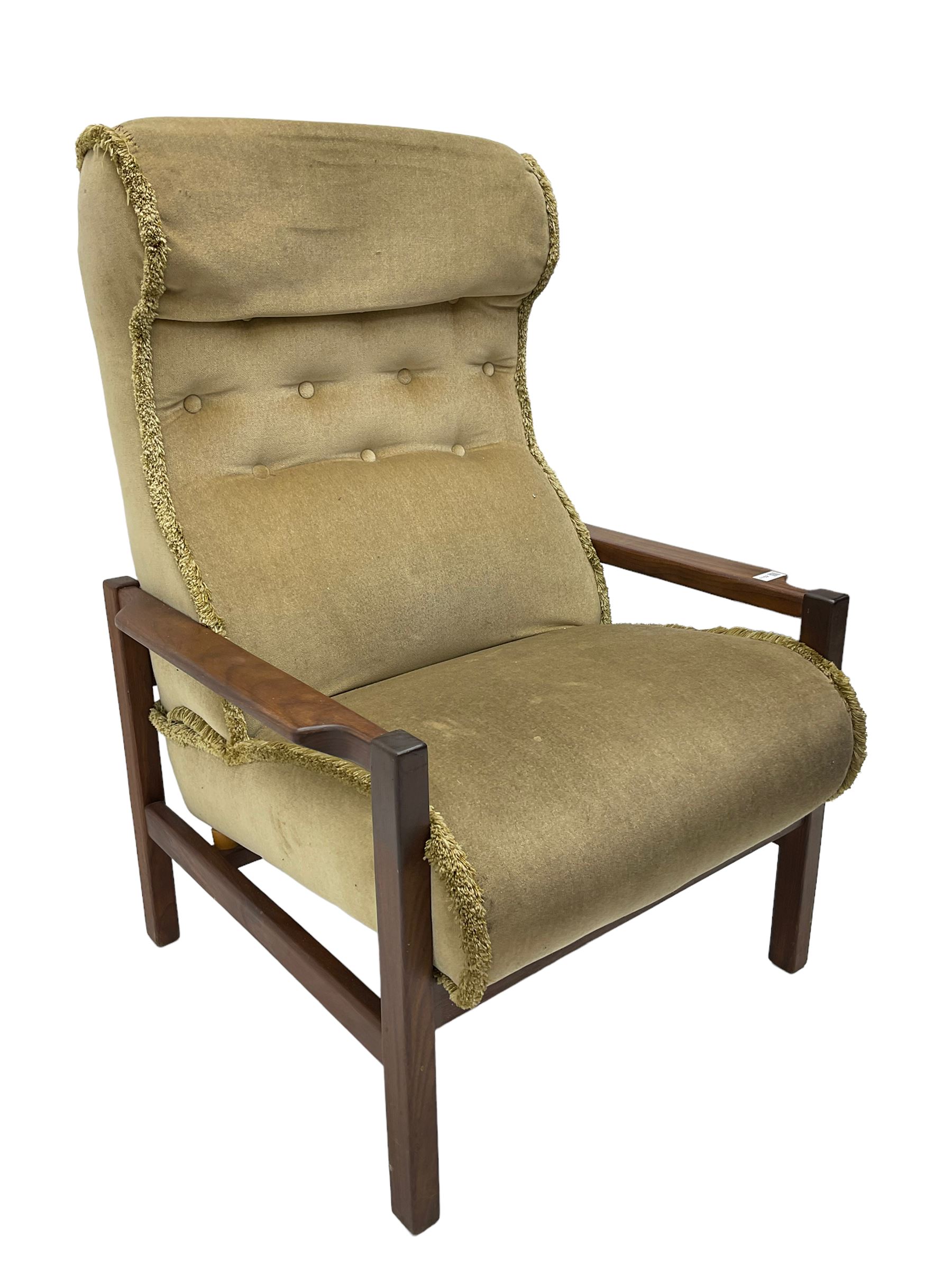 Mid-20th century teak framed upholstered armchair - Image 3 of 6