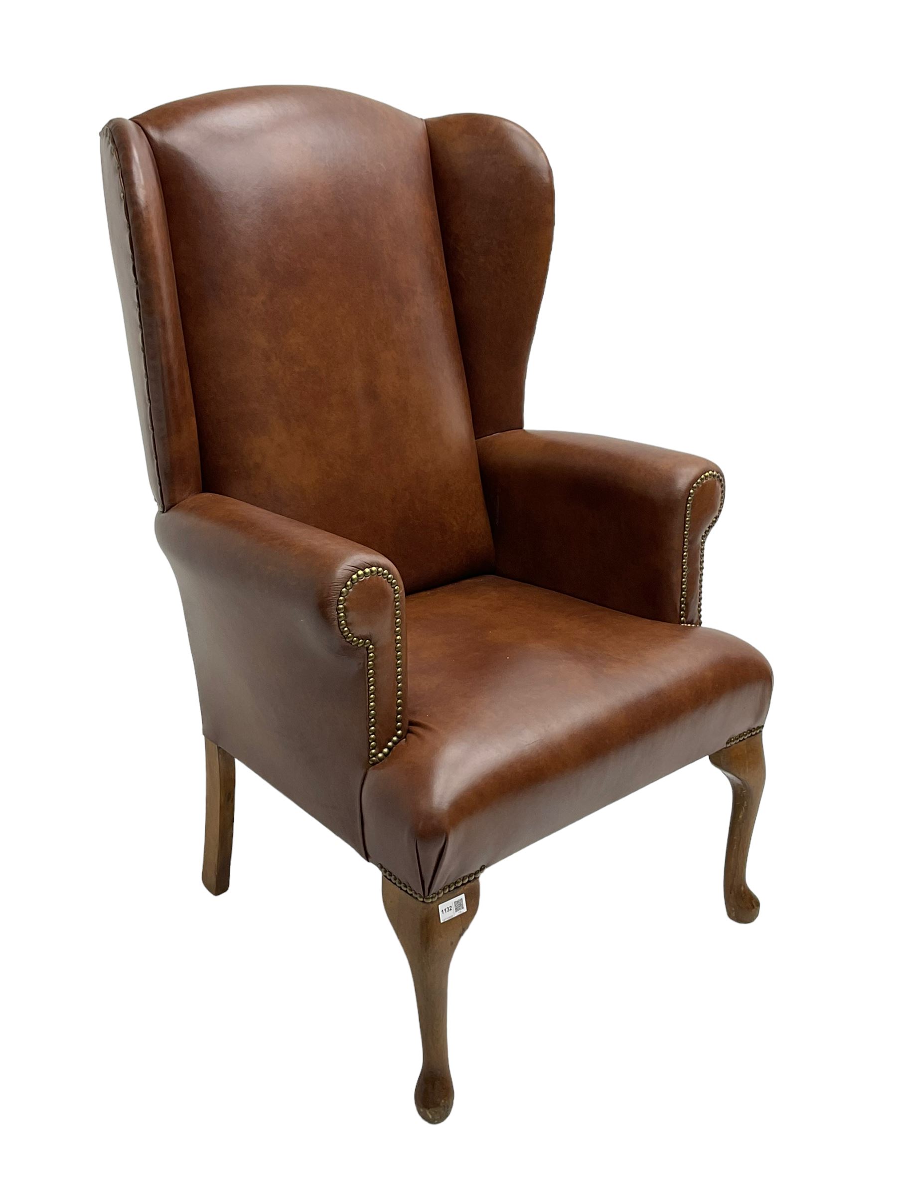 Beech framed wingback armchair - Image 2 of 5