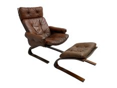 Rykken & Co. - mid-20th century cantilever armchair with footstool