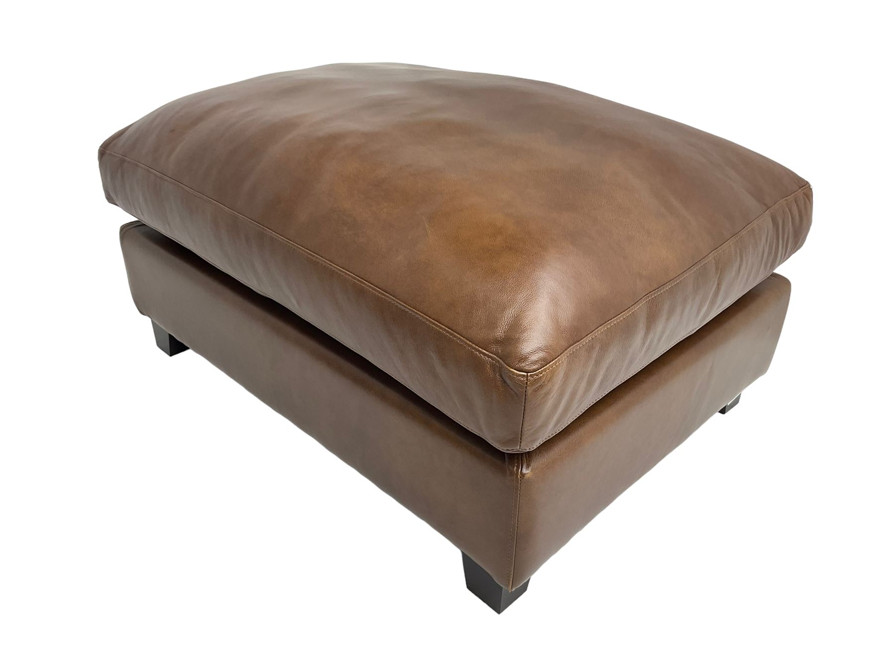 Laura Ashley Home -rectangular pouffe or footstool upholstered in brown leather - Image 4 of 4