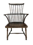 18th century country elm comb back Windsor chair