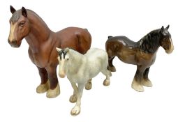 Group of three Beswick Shire horses