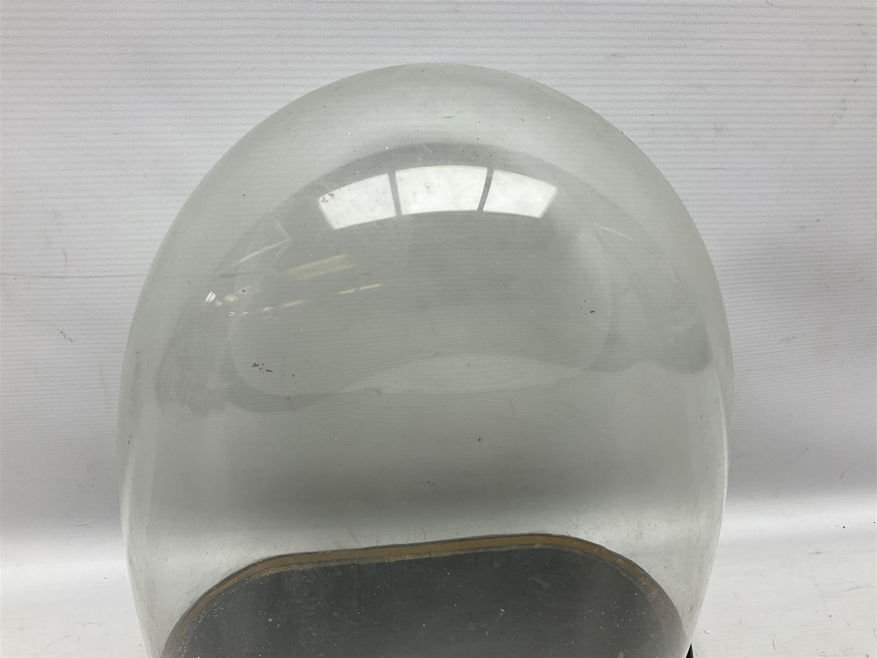 Victorian bell shaped glass dome on an ebonised base with bun feet - Image 3 of 5