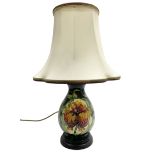 Moorcroft table lamp of baluster form