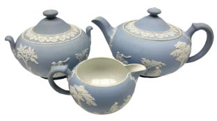 Late 18th/early 19th century pale blue Wedgwood Jasperware tea service