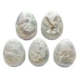 Set of five Lladro limited edition easter eggs for the years 1993