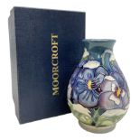 Moorcroft vase decorated in Christmas Pansy pattern