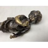 Pair of early 20th century French bronze faun figures modelled as young boys