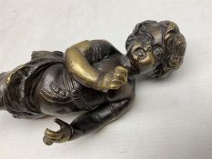 Pair of early 20th century French bronze faun figures modelled as young boys