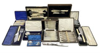 Large collection of silver-plated cased cutlery