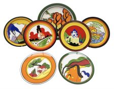 Seven Wedgwood limited edition Clarice Cliff Design plates