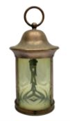 Arts & Crafts copper lantern with Vaseline glass shade