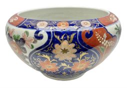 Late 19th century Japanese Imari jardiniere of fishbowl form