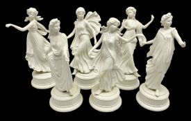 Set of Six Wedgwood Parian Figurines from The Dancing Hours Series