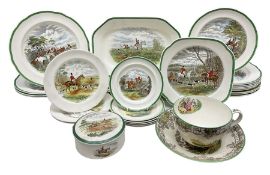 Collection of Copeland Spode hunting scenes dinner wares