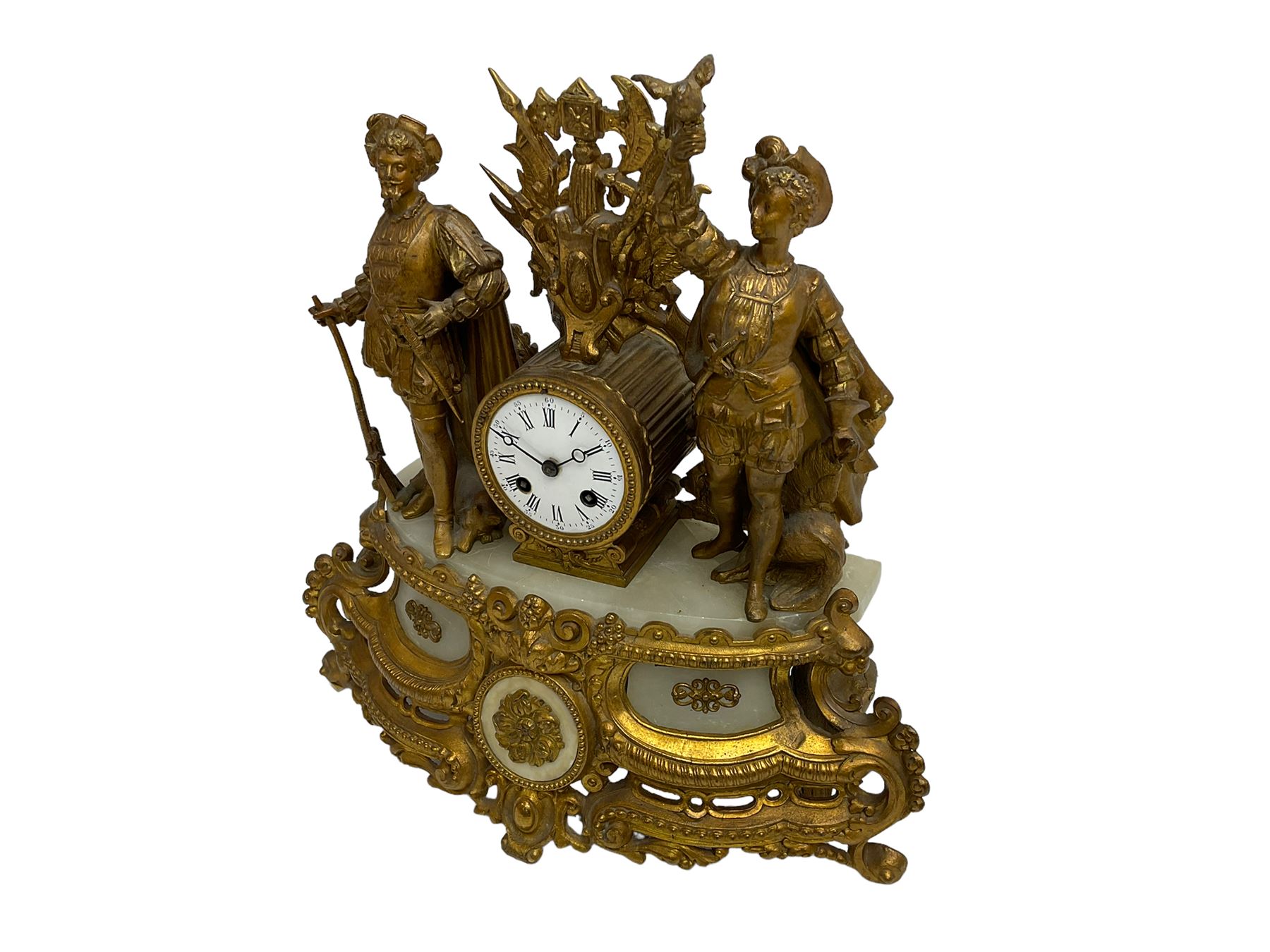 Late 19th century alabaster and gilt spelter mantle clock c1880 - Image 2 of 3