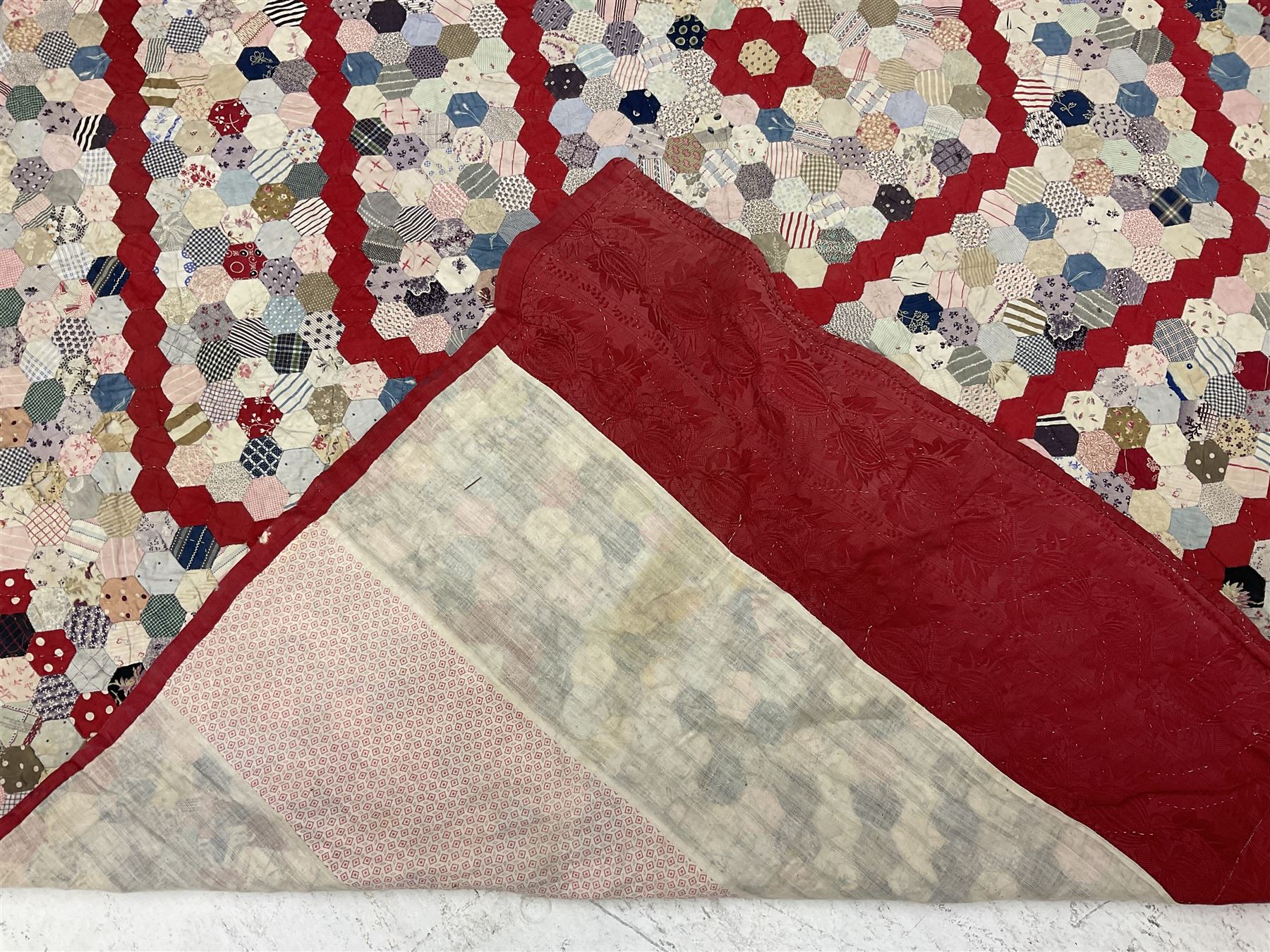 19th century patchwork quilt - Image 7 of 8