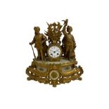 Late 19th century alabaster and gilt spelter mantle clock c1880