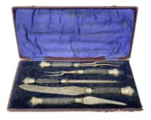 James Deakin & Sons five piece horn handled carving set