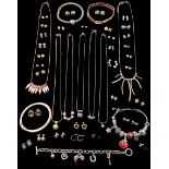 Collection of costume jewellery including two charm bracelets