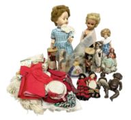 1960s Pedigree hard plastic walking doll H41cm; two fashion dolls; quantity of doll's clothing by Fa